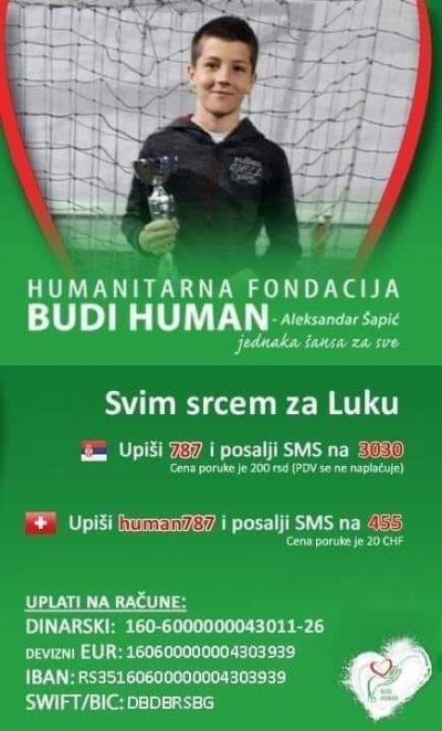SMS i žiro račun za pomoć malom Luki